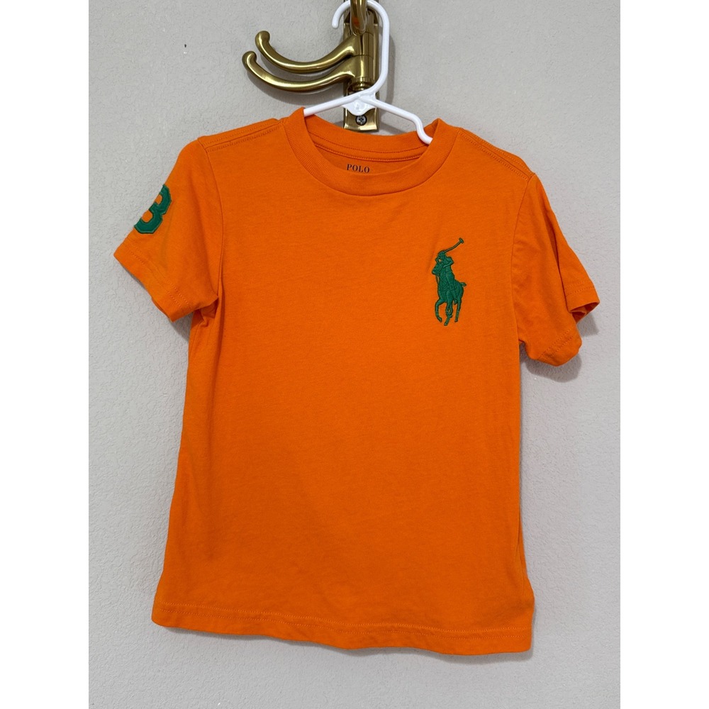 Polo Ralph Lauren Big Pony T-Shirt Toddler 3T Orange Green Short Sleeve Tee